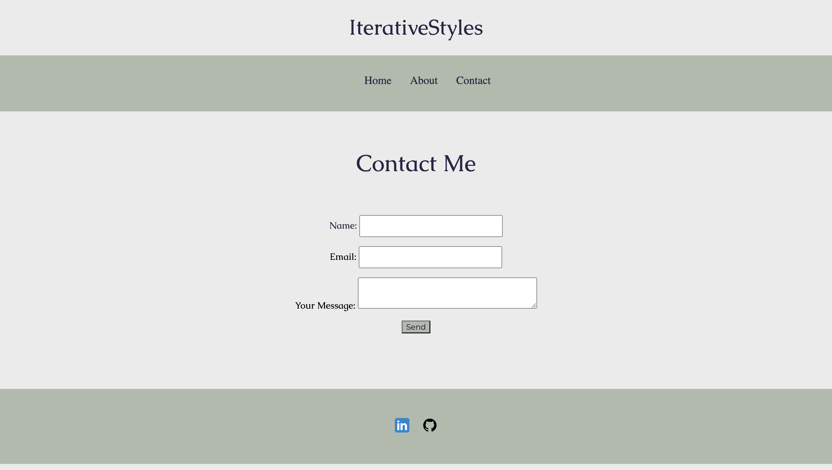 The contact page of IterativeStyles