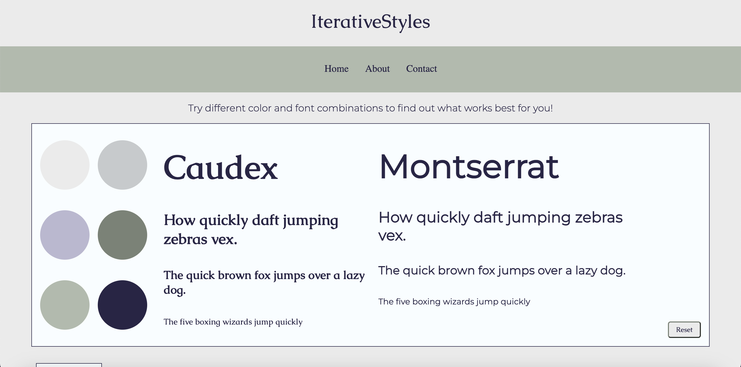 IterativeStyles home page preview