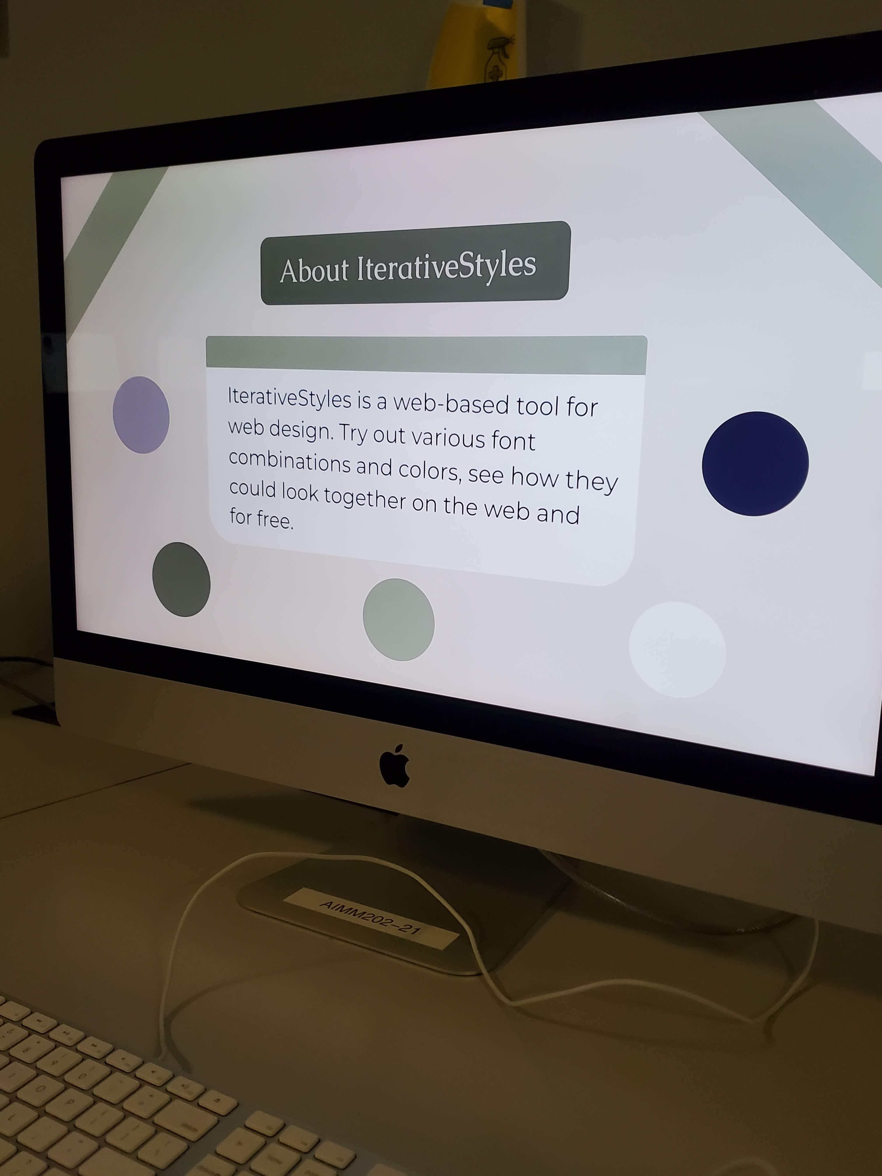 IterativeStyles presentation slide on the 1st Mac