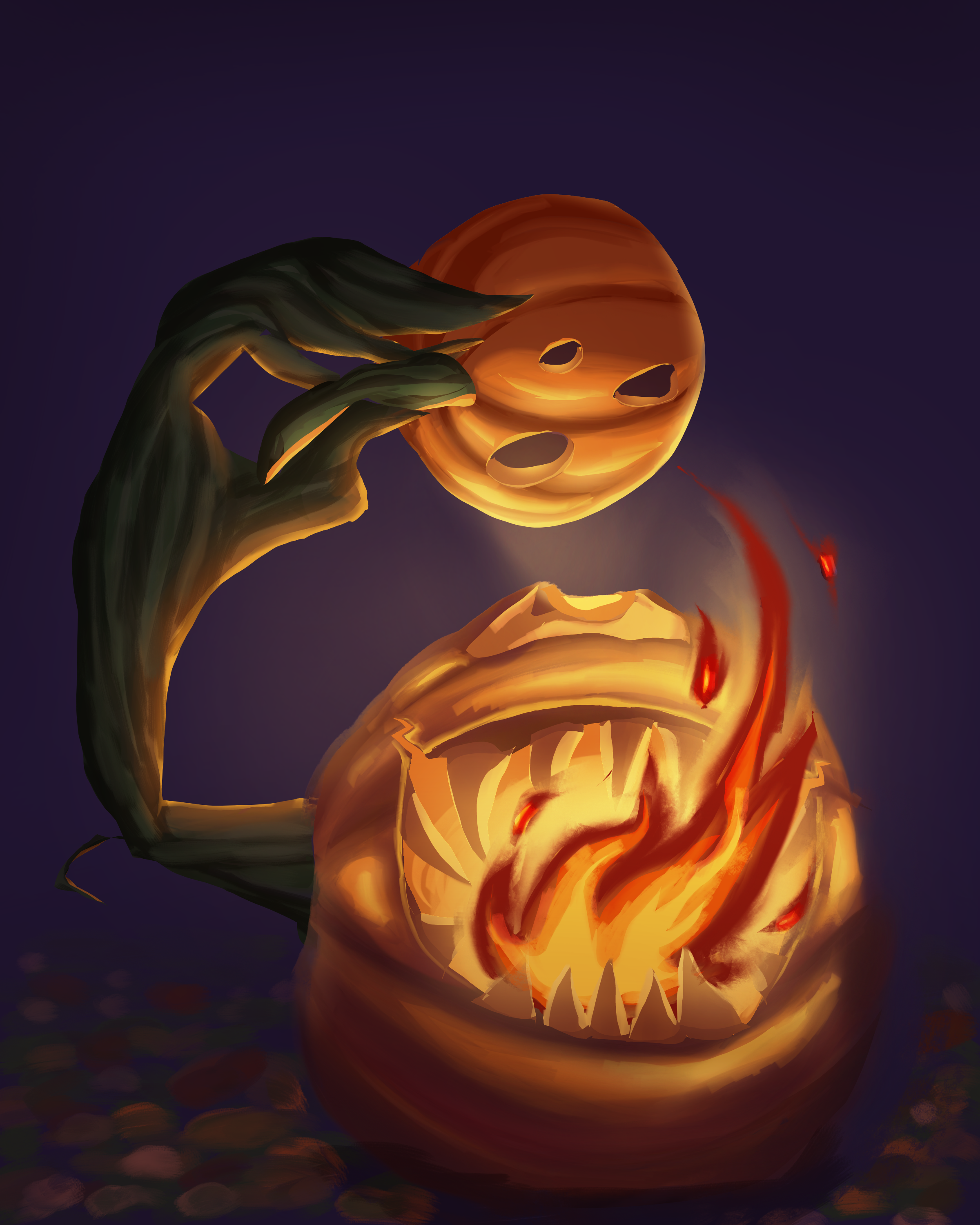 Digital Jack O'lantern Halloween illustration