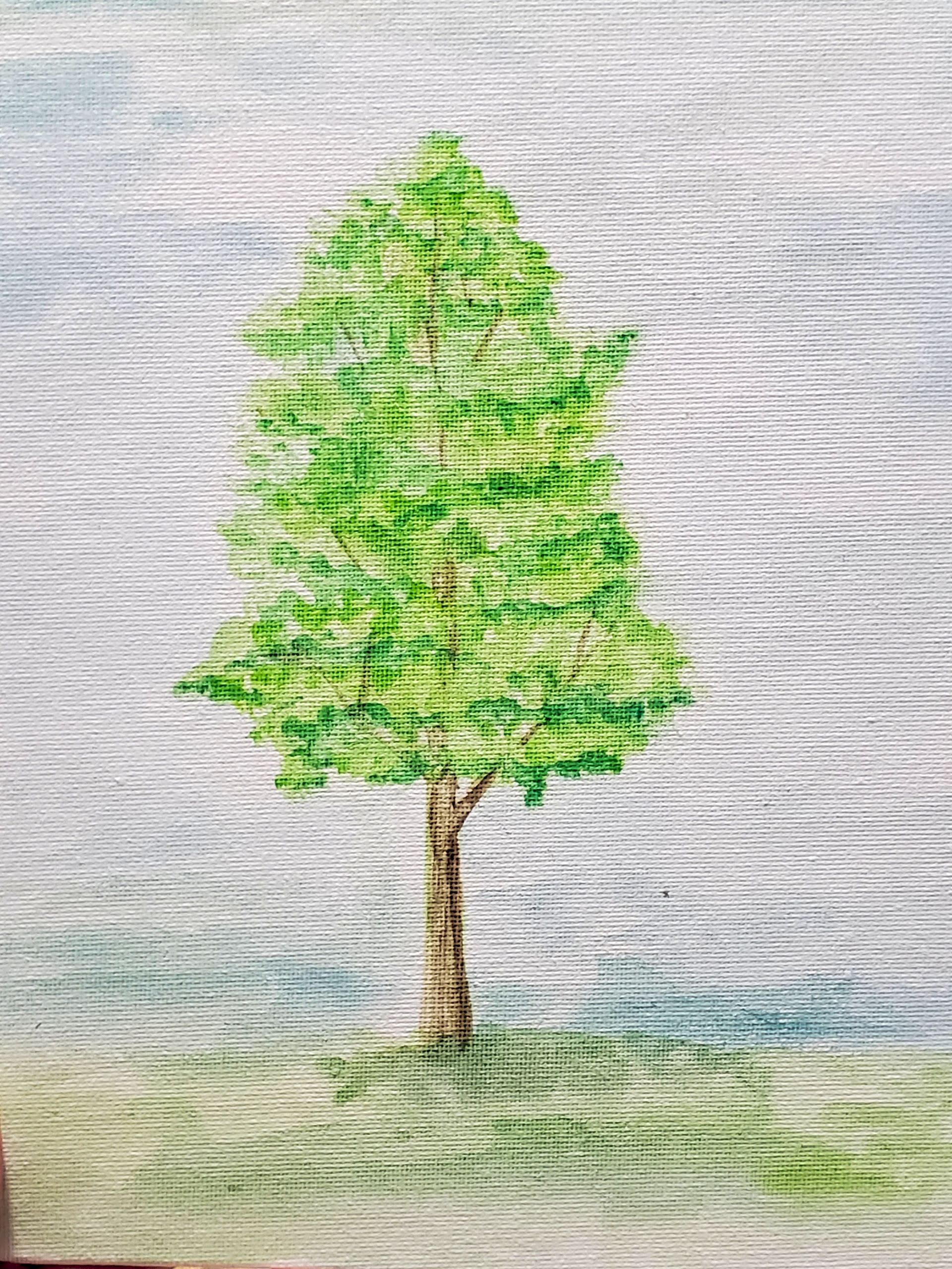Simple watercolor painting of a tree